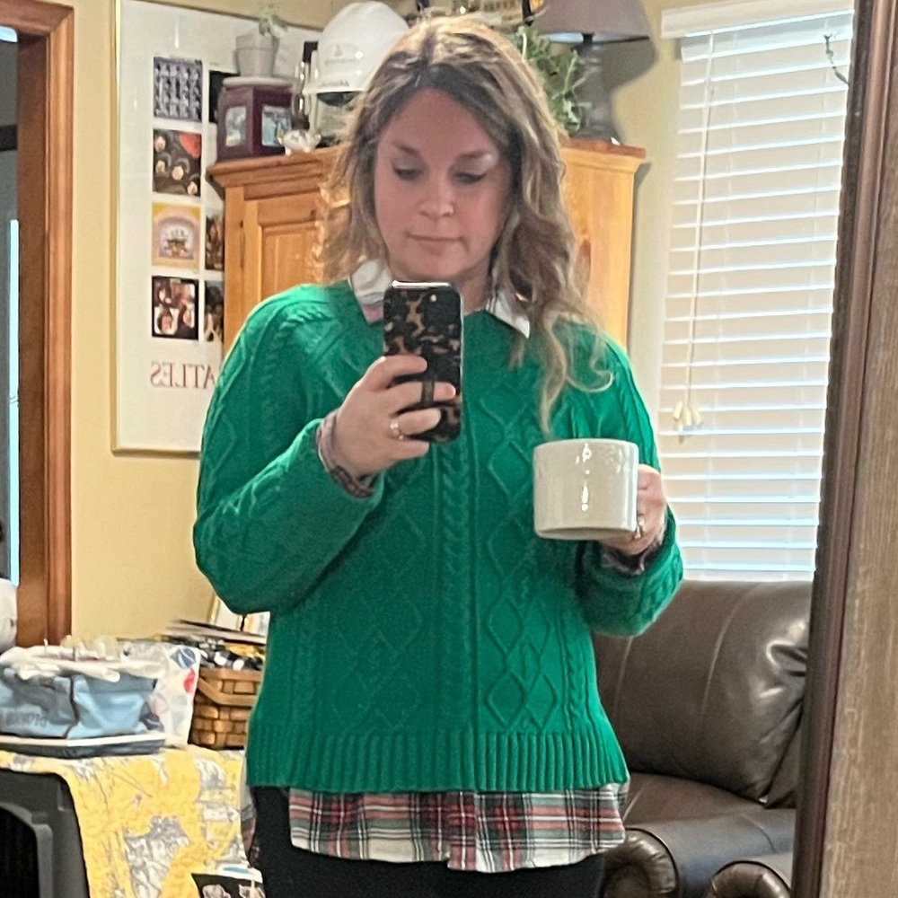 GAP Vibrant Green Cable Knit Sweater